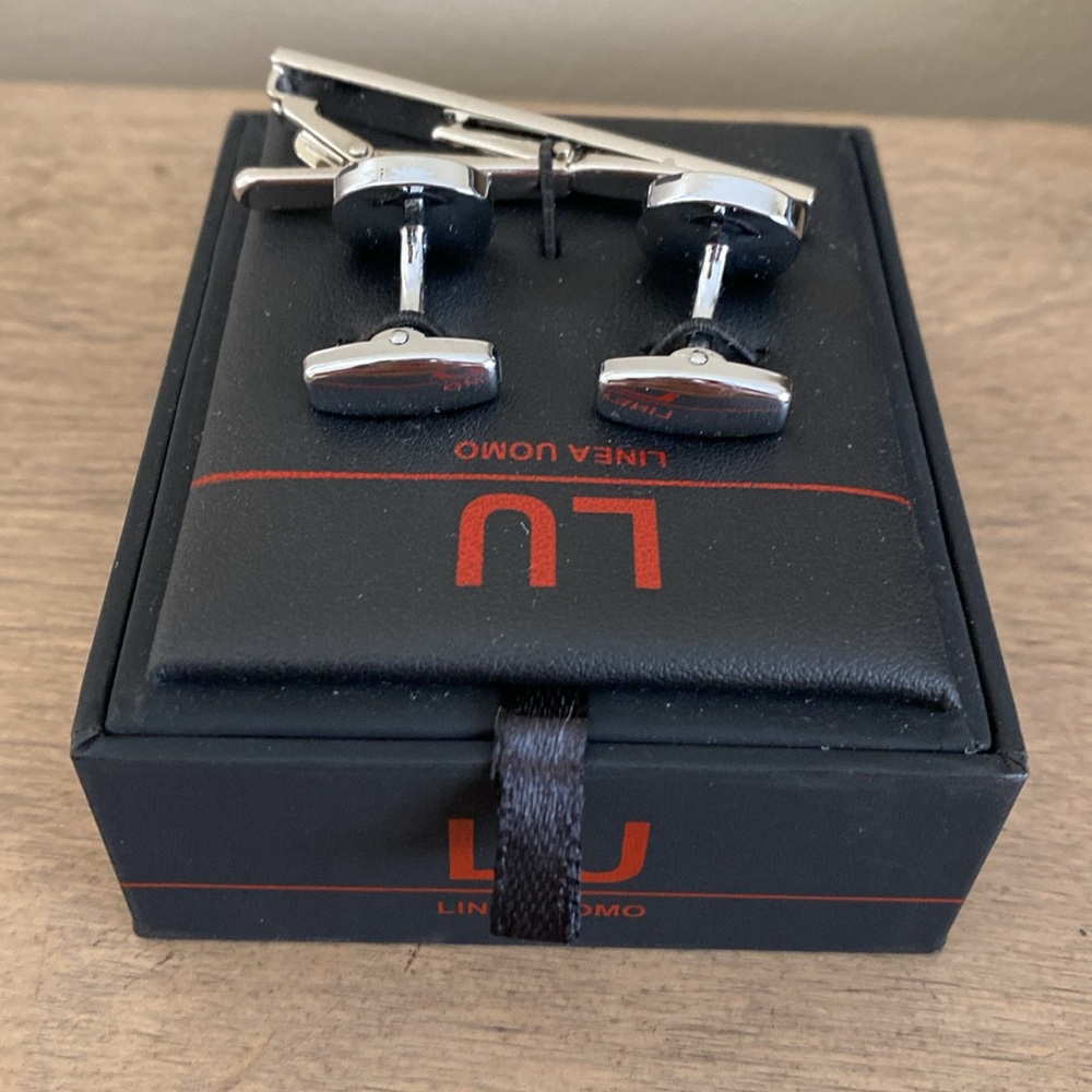 Línea Uomo Cufflink n Tie Clip Set - Picture 3 of 4
